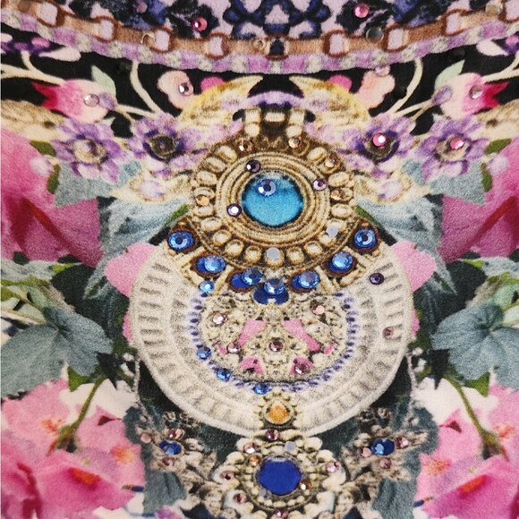 Camilla Short Dress With Tie Front Shibori Shores Size Small - Picture 9 of 12